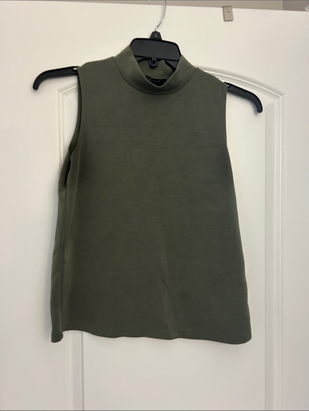 Sleeveless Mock Neck Tank Top in Olive Green